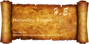 Horovicz Elemér névjegykártya